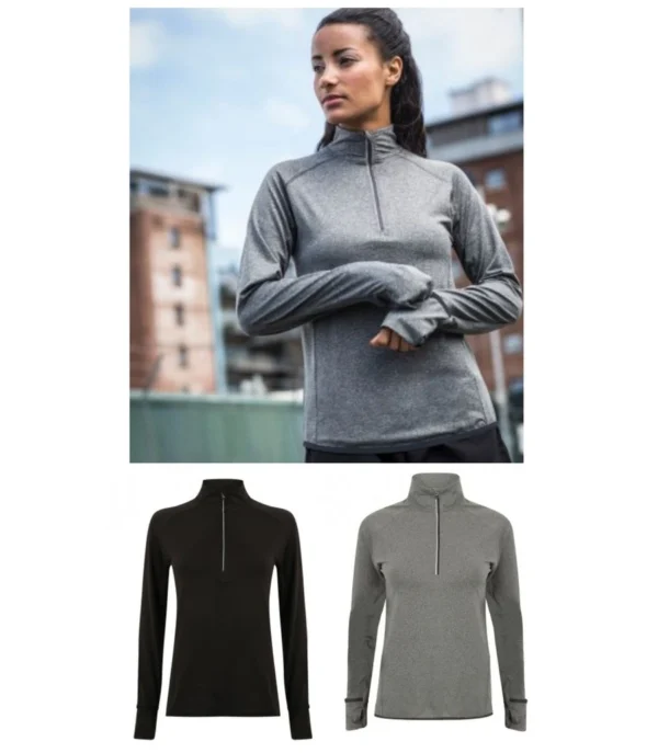 TL563 Tombo TL563 Ladies Long Sleeve Zip Neck Performance Top